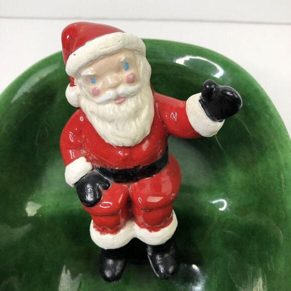VTG 70s Atlantic Mold Ceramic Santa in Sleigh Christmas Candy Dish Centerpiece - Picture 7 of 11